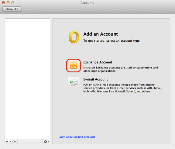 outlook for mac show all accounts
